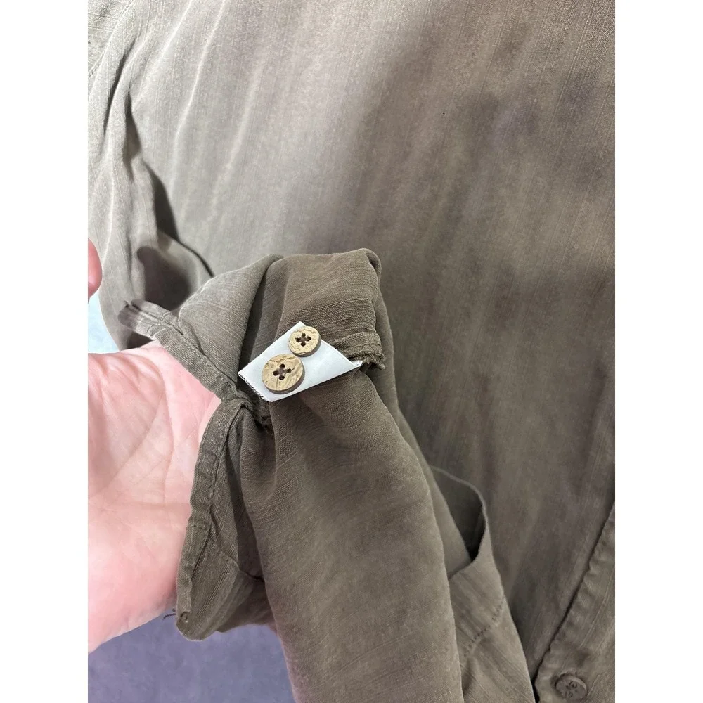 Tommy Bahama Shirt Mens XXL Brown Stripe Silk Short Sleeve Button Front Shirt - Picture 6 of 7